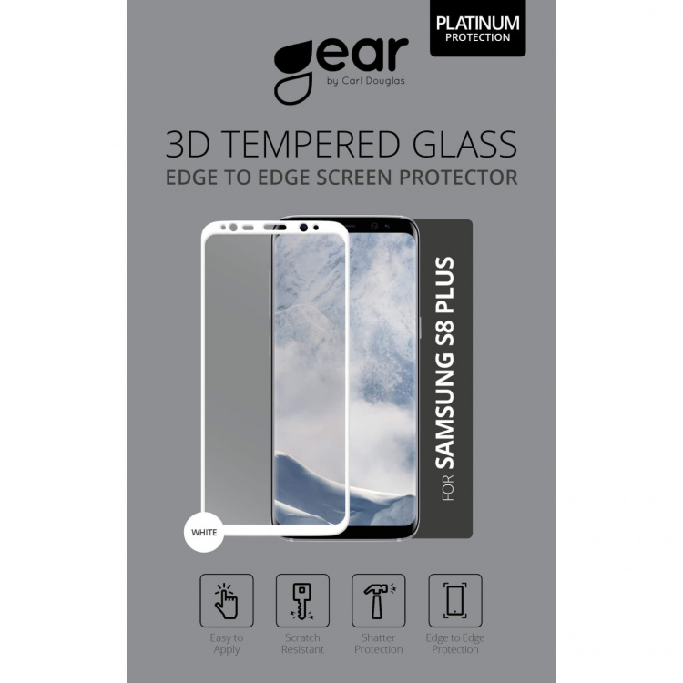 Gear Hærdet Glas 3D Full Cover Hvid Samsung S8 Plus