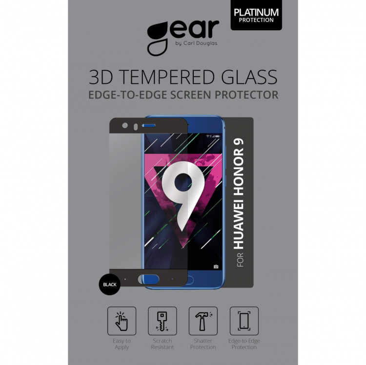 Gear Hærdet Glas 3D Full Cover Sort Huawei Honor 9