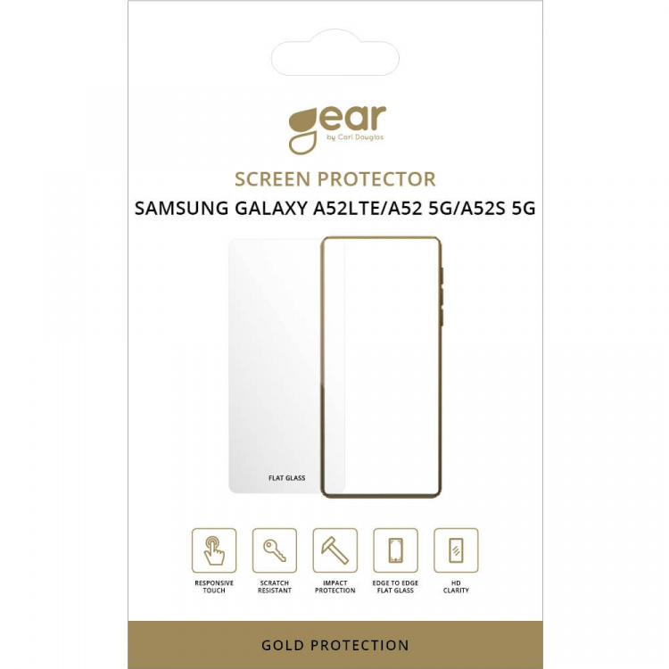 Gear Skærmbeskyttelse Hærdet Glas 2.5D Gold Case Friendly - Samsung A52 LTE, A52 5G, A52S 5G