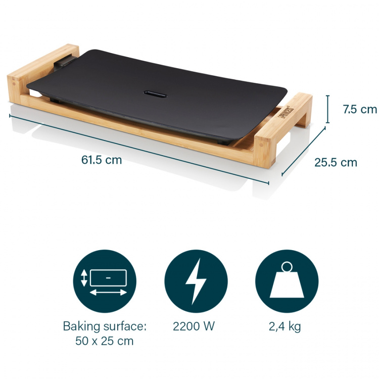 Princess Bordsgrill Table Chef Pure Black Bamboo 50X25 Princess Bordsgrill Table Chef Pure Black Bamboo 50X25