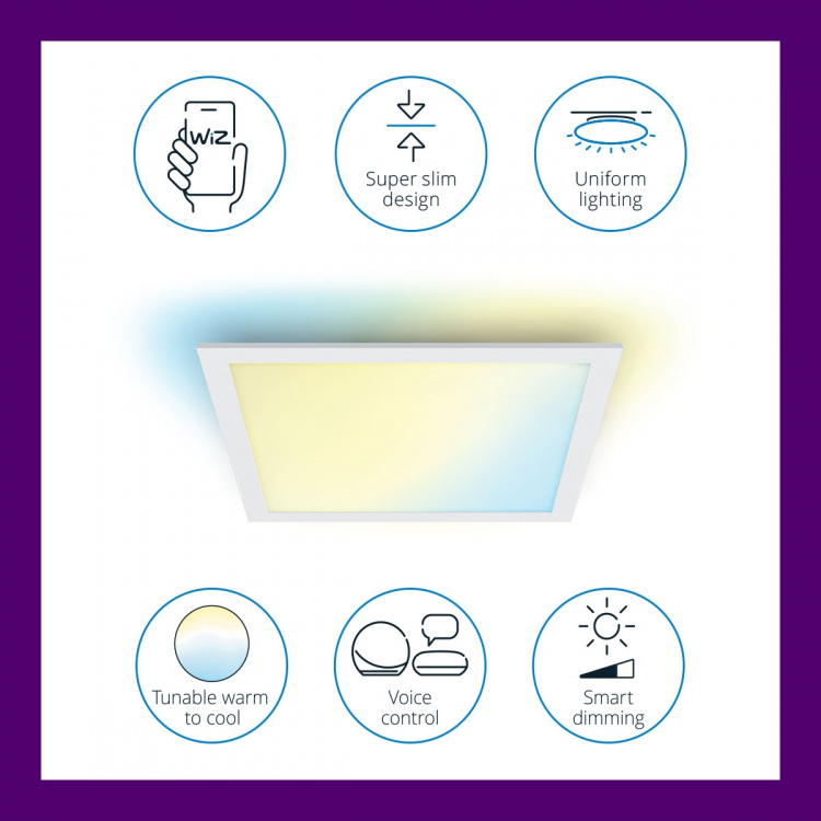 WiZ WiFi Panel Square 12W 1000ml Varm-kallvit