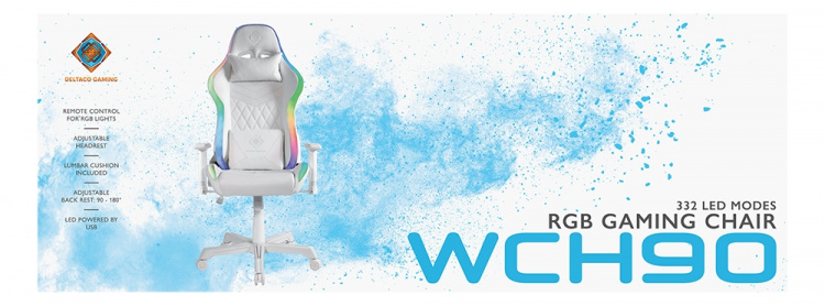 Deltaco Gaming RGB Gamingstol, Vit Deltaco Gaming RGB Gamingstol, Vit