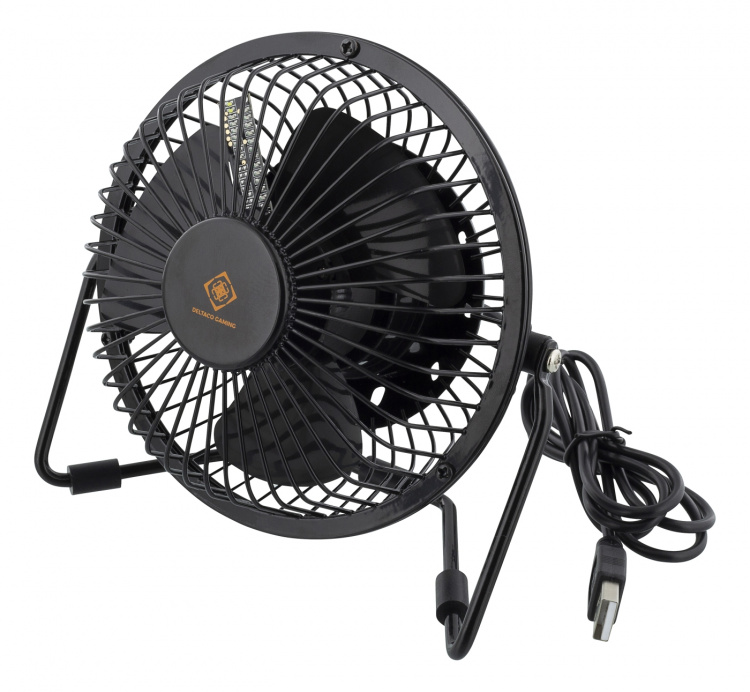 DELTACO GAMING USB desktop fan with clock, black