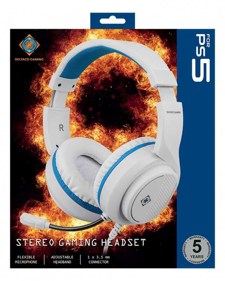 DELTACO GAMING Stereo Gaming Headset for PS5, 1x 3.5mm connector,white DELTACO GAMING Stereo Gaming Headset for PS5, 1x 3.5mm connector,white
