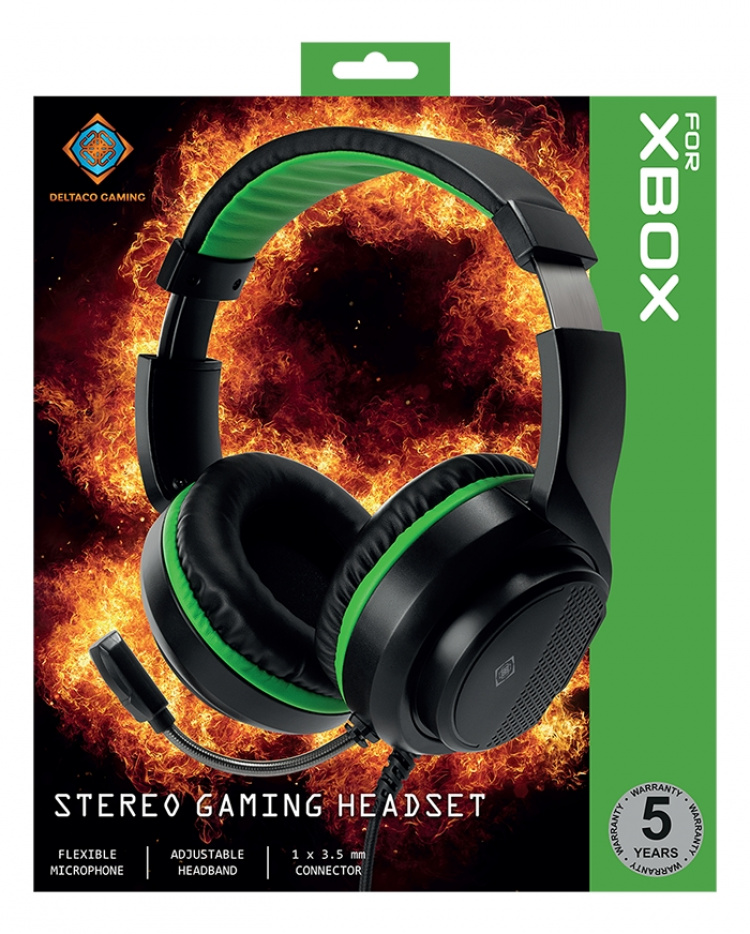 DELTACO GAMING GAM-128 Kabling Headset Sort Grøn