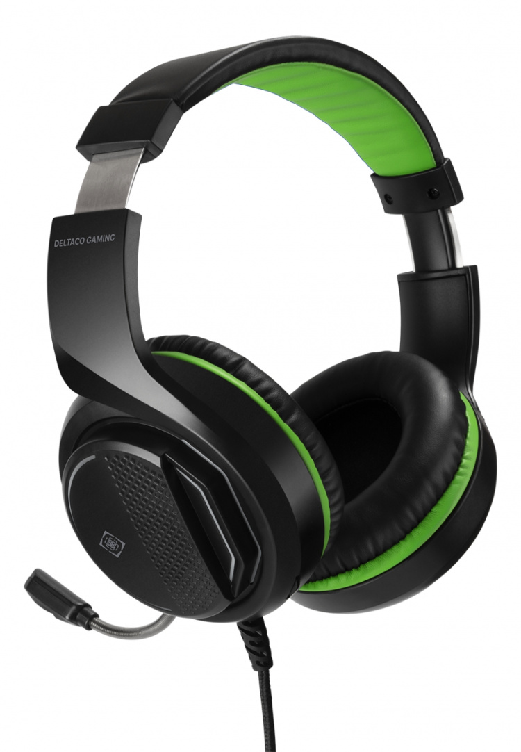 DELTACO GAMING GAM-128 Kabling Headset Sort Grøn