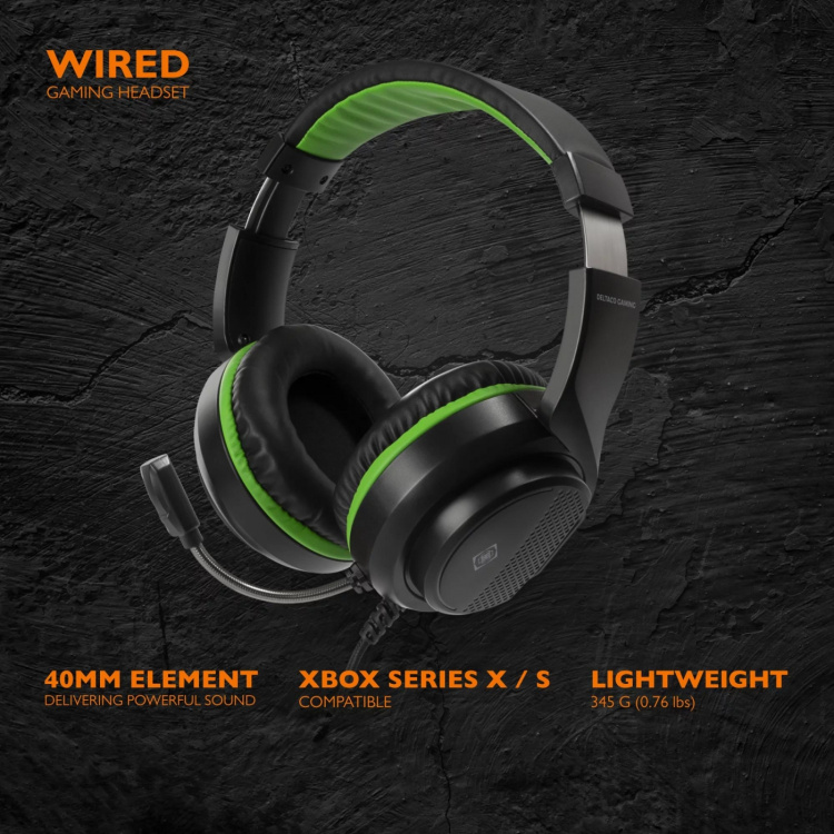 DELTACO GAMING GAM-128 Kabling Headset Sort Grøn