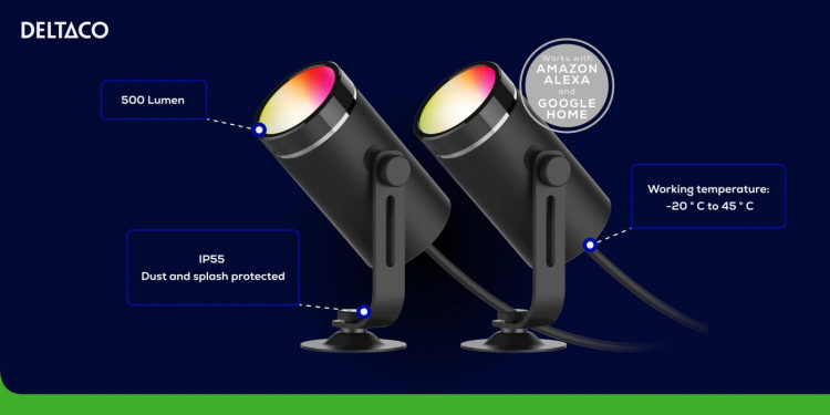 DELTACO SMART HOME Smart RGB-havelampe, sort