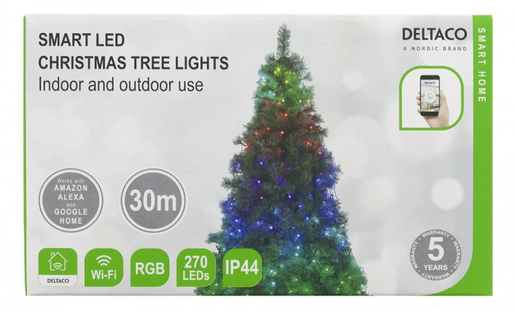 Deltaco Smart home WiFi Tree light,270L,10 strings,RGB,adapter