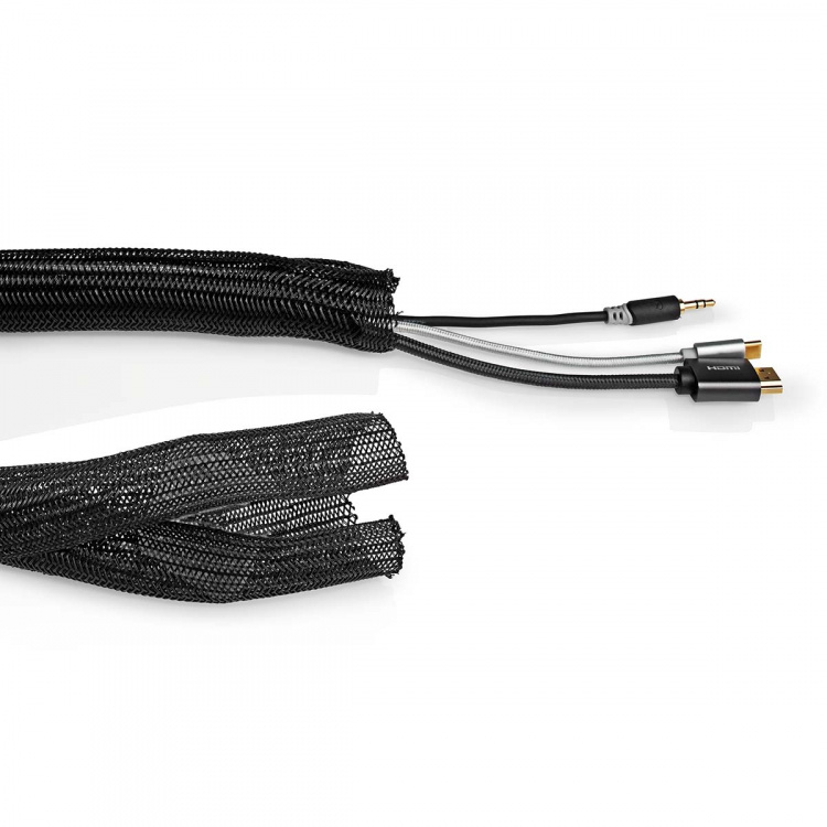 Nedis Kabel Management | Ærme | 1 stk. | Maksimal tykkelse på kabel: 30 mm | Nylon | Sort