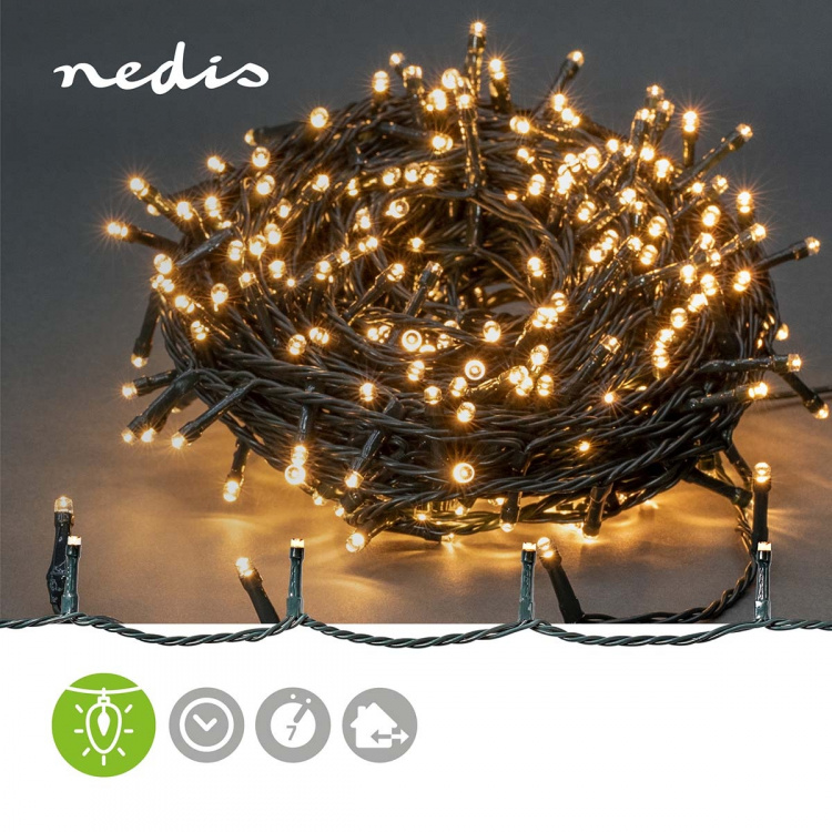 Nedis Julebelysning | Snor | 720 LED\'s | Varm Hvid | 54.00 m | Lyseffekter: 7 | Indendørs eller udendørs | Strømforsyning