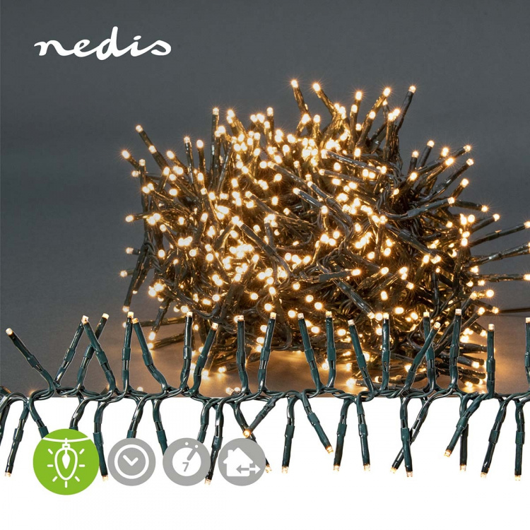 Nedis Julebelysning | Klynge | 576 LED\'s | Varm Hvid | 4.20 m | Lyseffekter: 7 | Indendørs eller udendørs | Strømforsyning