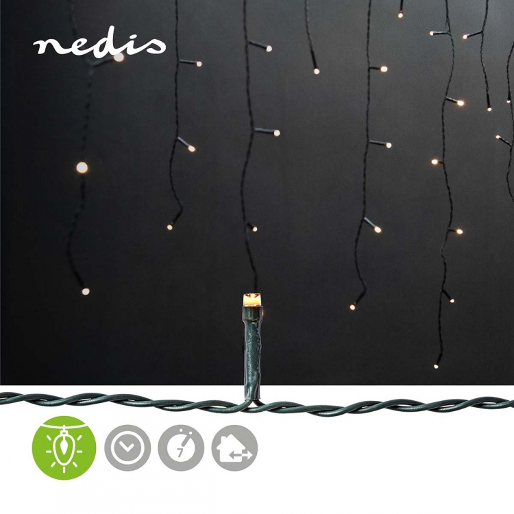 Nedis Dekorative Istagelys | 360 LED\'s | Varm Hvid | 9.00 m | Lyseffekter: 7 | Strømforsyning