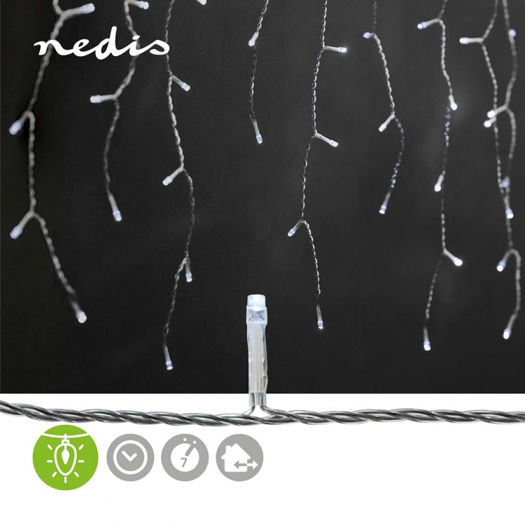 Nedis Dekorative Istagelys | 360 LED\'s | Cool Hvid | 9.00 m | Lyseffekter: 7 | Strømforsyning