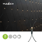 Nedis Dekorative Netlys | Varm Hvid | 160 LED\'s | 2 x 1 m | Lyseffekter: 7 | Indendørs eller udendørs | Strømforsyning