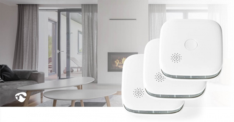 Nedis SmartLife Røgalarm | Wi-Fi | Batteri | Sensorlevetid: 10 År | EN 14604 | Maks. batteritid: 24 Måned | 85 dB | Hvid | 3 stk