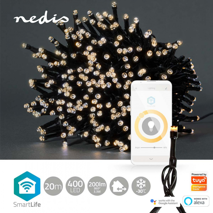 Nedis SmartLife jluelys | Snor | Wi-Fi | Varm Hvid | 400 LED\'s | 20.0 m | Android™ / IOS Nedis SmartLife jluelys | Snor | Wi-Fi | Varm Hvid | 400 LED\'s | 20.0 m | Android™ / IOS