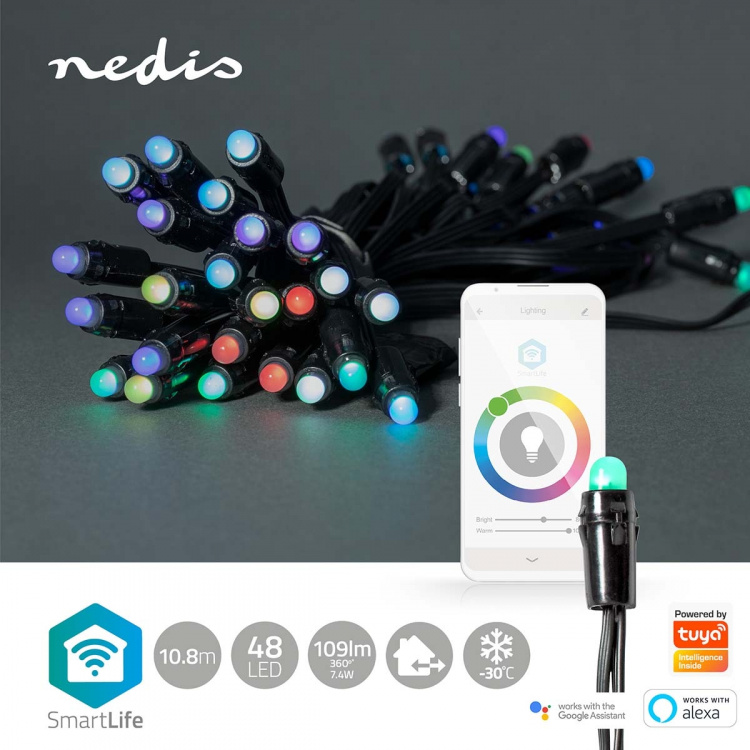 Nedis SmartLife jluelys | Party Lights | Wi-Fi | RGB | 48 LED\'s | 10.80 m | Android™ / IOS Nedis SmartLife jluelys | Party Lights | Wi-Fi | RGB | 48 LED\'s | 10.80 m | Android™ / IOS