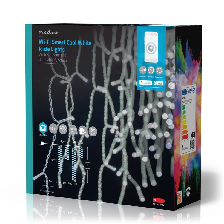 Nedis SmartLife jluelys | Istap | Wi-Fi | Cool Hvid | 400 LED\'s | 8.00 m | Android™ / IOS