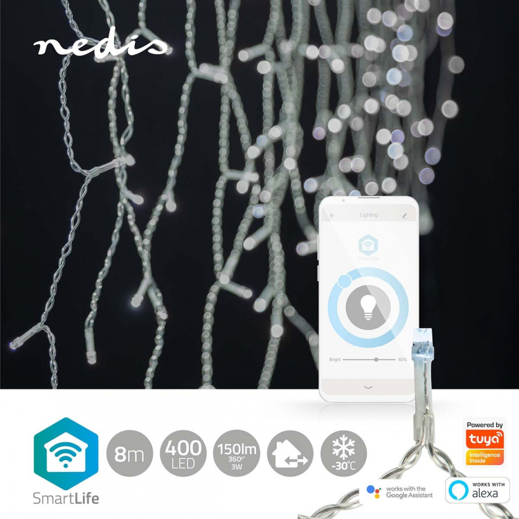 Nedis SmartLife jluelys | Istap | Wi-Fi | Cool Hvid | 400 LED\'s | 8.00 m | Android™ / IOS
