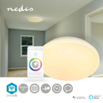 Nedis SmartLife Lofts lys | RGB / Varm til kølig hvid | Runde | Diameter: 260 mm | 1820 lm | 3000 - 6500 K | IP20 | Energiklasse: F | Android™ / IOS