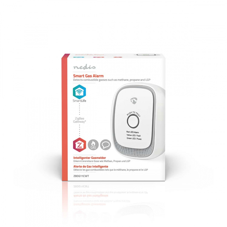 Nedis SmartLife-Gasdetektor | Zigbee 3.0 | Strømforsyning | Sensorlevetid: 5 År | EN 50194-1:2009 | Android™ / IOS | Med testknap | 75 dB | Hvid Nedis SmartLife-Gasdetektor | Zigbee 3.0 | Strømforsyning | Sensorlevetid: 5 År | EN 50194-1:2009 | Android™ / IOS | Med testknap | 75 dB | Hvid
