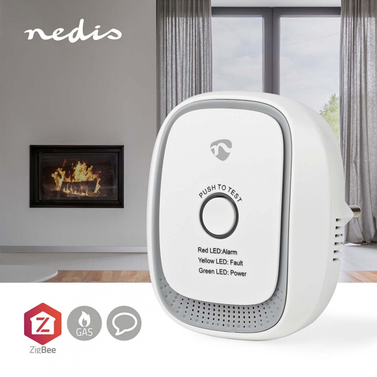 Nedis SmartLife-Gasdetektor | Zigbee 3.0 | Strømforsyning | Sensorlevetid: 5 År | EN 50194-1:2009 | Android™ / IOS | Med testknap | 75 dB | Hvid Nedis SmartLife-Gasdetektor | Zigbee 3.0 | Strømforsyning | Sensorlevetid: 5 År | EN 50194-1:2009 | Android™ / IOS | Med testknap | 75 dB | Hvid