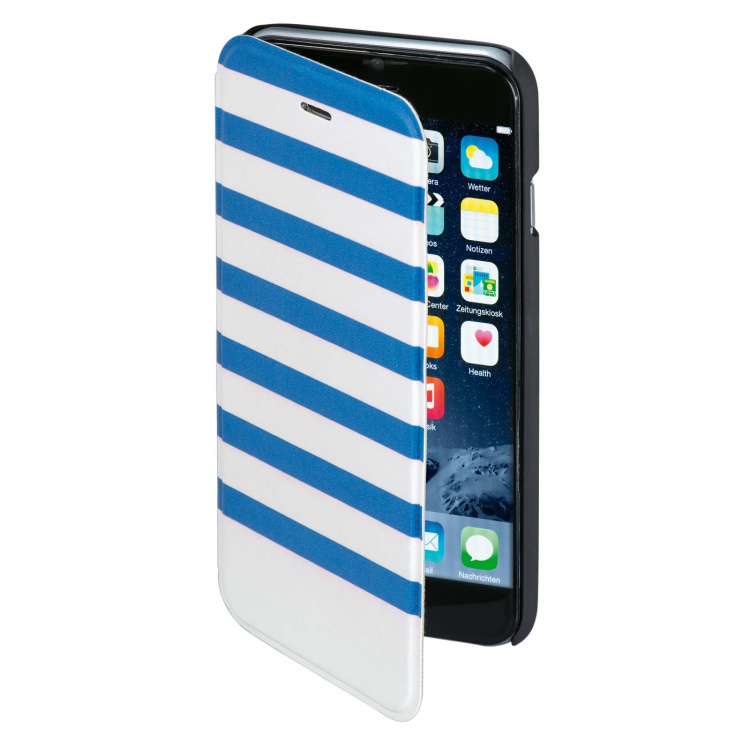 Hama Mobil Wallet DesignLine iPhone 6/6S Stripe Blå/Hvid