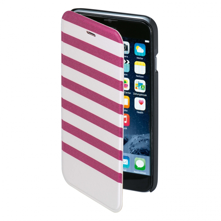 Hama Mobil Wallet DesignLine iPhone 6/6S Stripe Rosa/Hvid