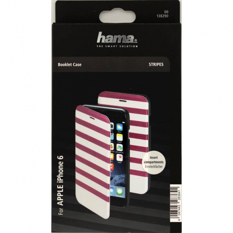 Hama Mobil Wallet DesignLine iPhone 6/6S Stripe Rosa/Hvid