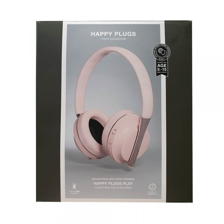 Happy Plugs Play Høretelefoner Over-Ear 85dB Trådløse Rosa/Guld Happy Plugs Play Høretelefoner Over-Ear 85dB Trådløse Rosa/Guld