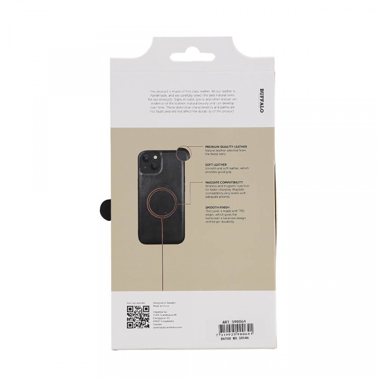 Buffalo Cover Læder MagSeries Sort - iPhone 13/14