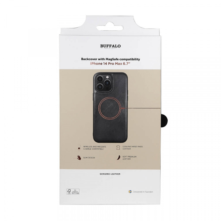 Buffalo Cover Læder MagSeries Sort - iPhone 14 Pro Max Buffalo Cover Læder MagSeries Sort - iPhone 14 Pro Max