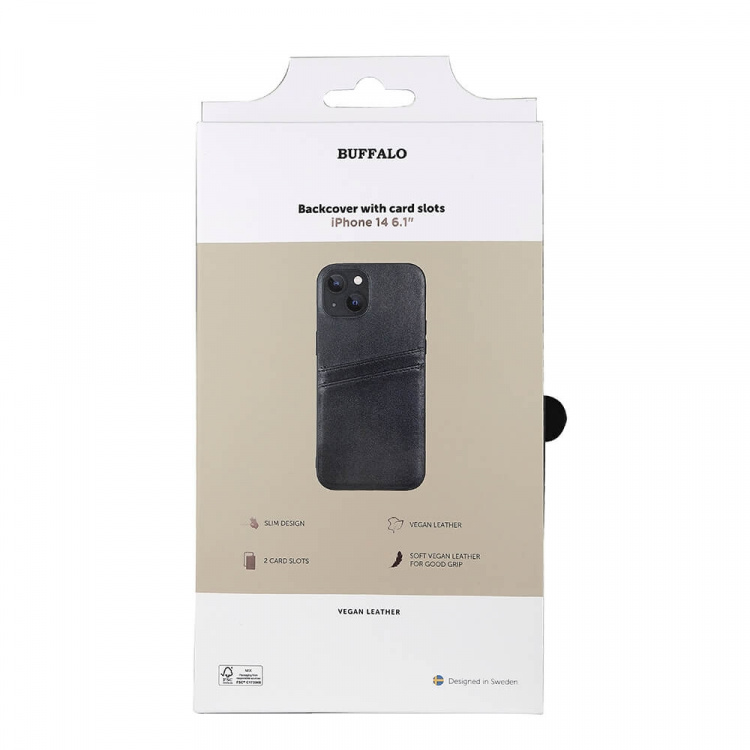Buffalo Cover PU 2 kort Sort - iPhone 13/14