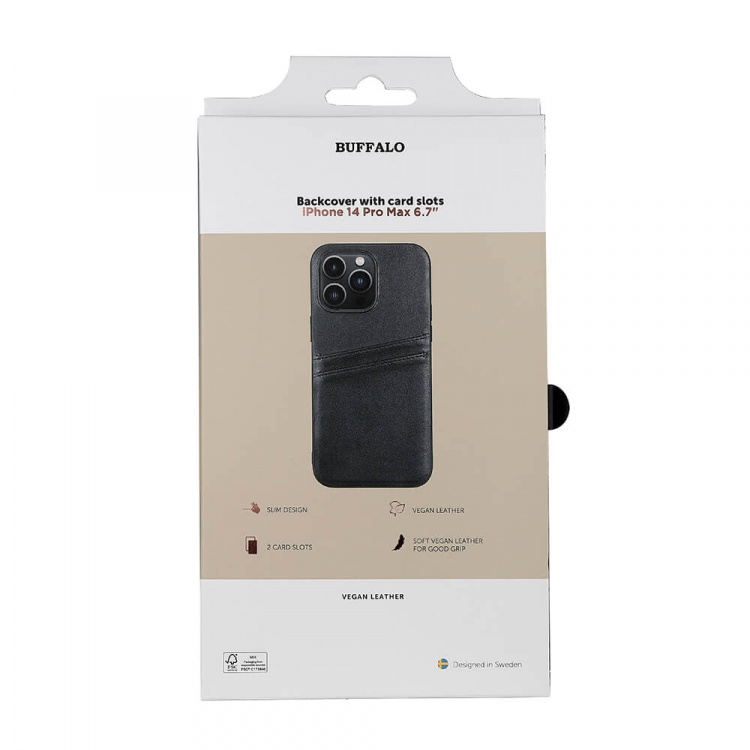 Buffalo Cover PU 2 kort Sort - iPhone 14 Pro Max