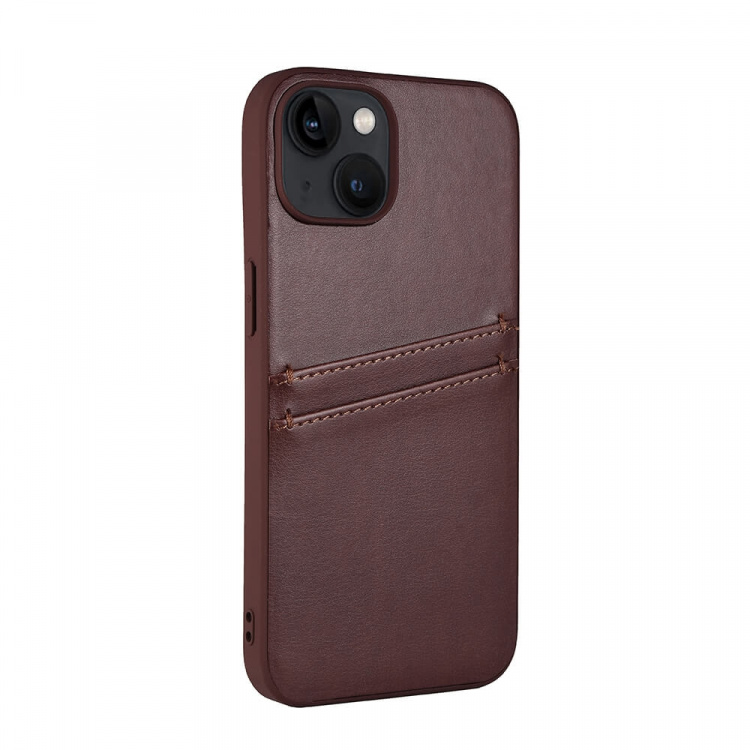 Buffalo Cover PU 2 kort Brun - iPhone 13/14