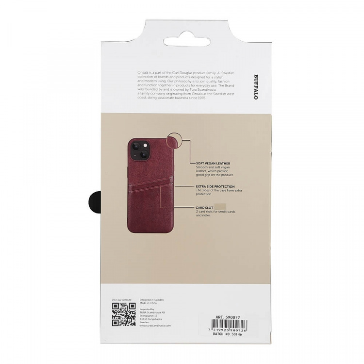 Buffalo Cover PU 2 kort Brun - iPhone 13/14