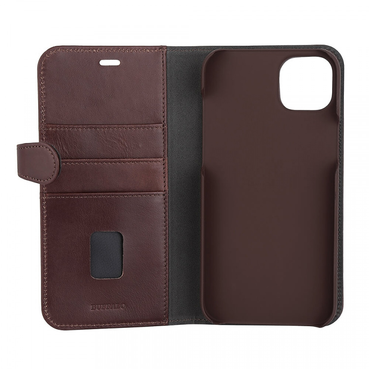 Buffalo 2in1 Wallet Leather 3 card iPhone 14 Plus Brown