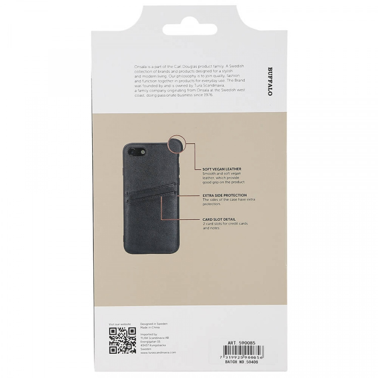 Buffalo Mobil Cover PU Sort - iPhone 7/8/SE