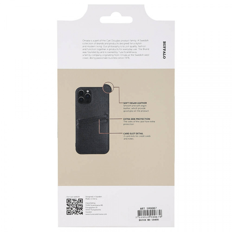 Buffalo Mobilcover PU 2 kort Sort - iPhone 12/12 Pro