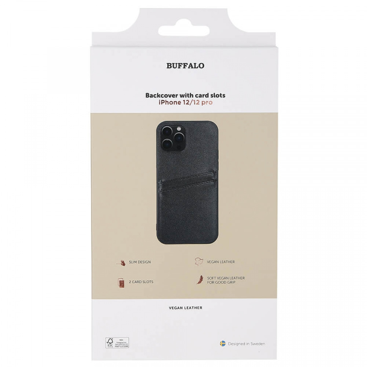 Buffalo Mobilcover PU 2 kort Sort - iPhone 12/12 Pro