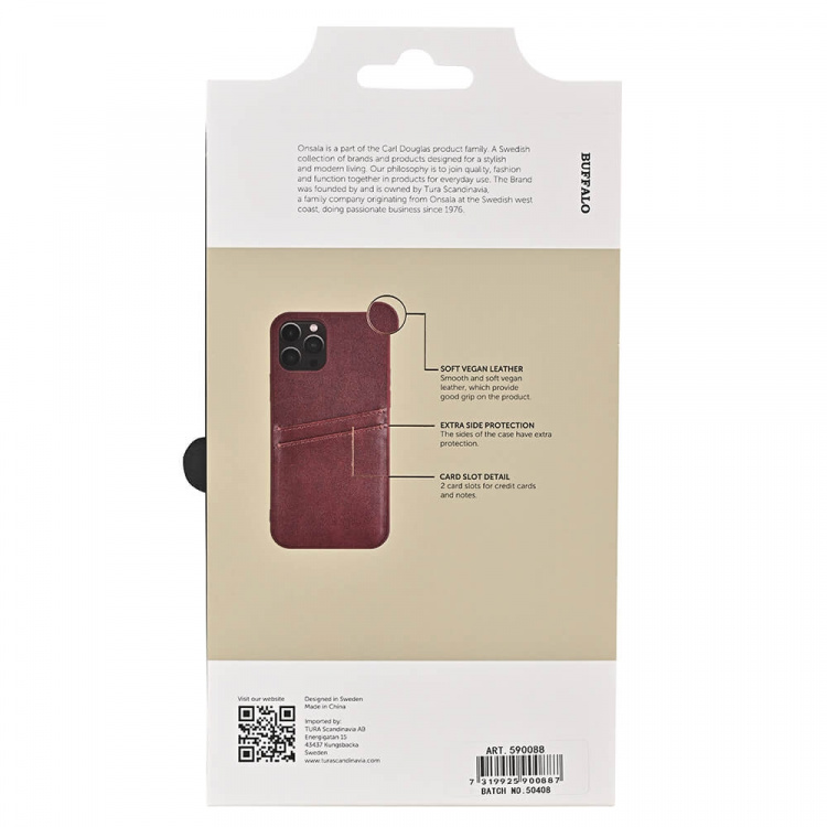 Buffalo Mobilcover PU 2 kort Brun - iPhone 12/12 Pro