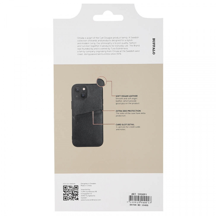 Buffalo Cover PU 1 Kort - iPhone 13 Mini Sort