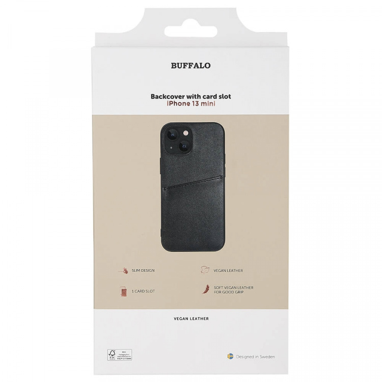 Buffalo Cover PU 1 Kort - iPhone 13 Mini Sort
