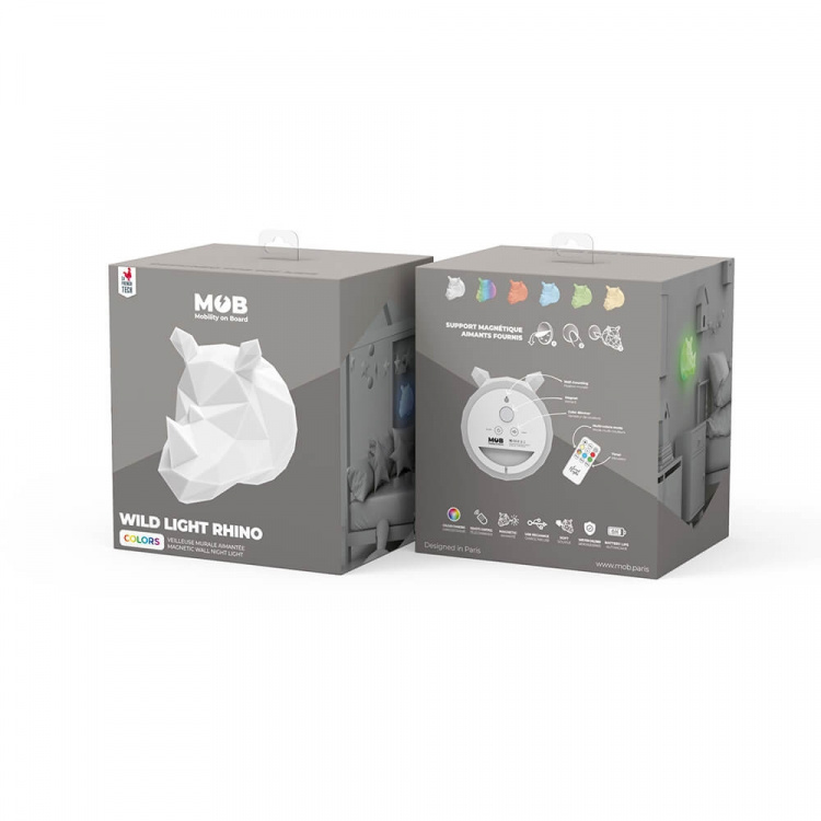 Mobility On Board Væg natlampe Wild Light Rhino, flere farver