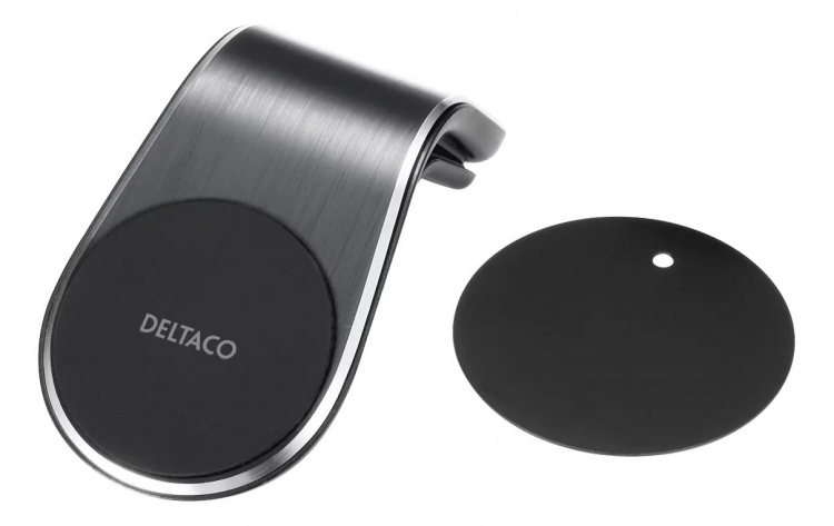 DELTACO magnetic car holder, angled air vent mount, for mobile, black