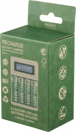 DELTACO Ultimate Ni-Mh USB laddare med 4 x AA batterier DELTACO Ultimate Ni-Mh USB laddare med 4 x AA batterier