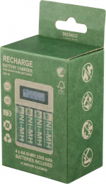 DELTACO Ultimate Ni-Mh USB laddare med 4 x AA batterier DELTACO Ultimate Ni-Mh USB laddare med 4 x AA batterier