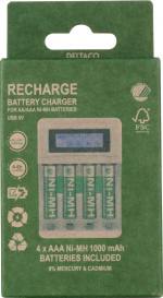 DELTACO Ultimate Ni-Mh USB laddare med 4 x AAA batterier DELTACO Ultimate Ni-Mh USB laddare med 4 x AAA batterier
