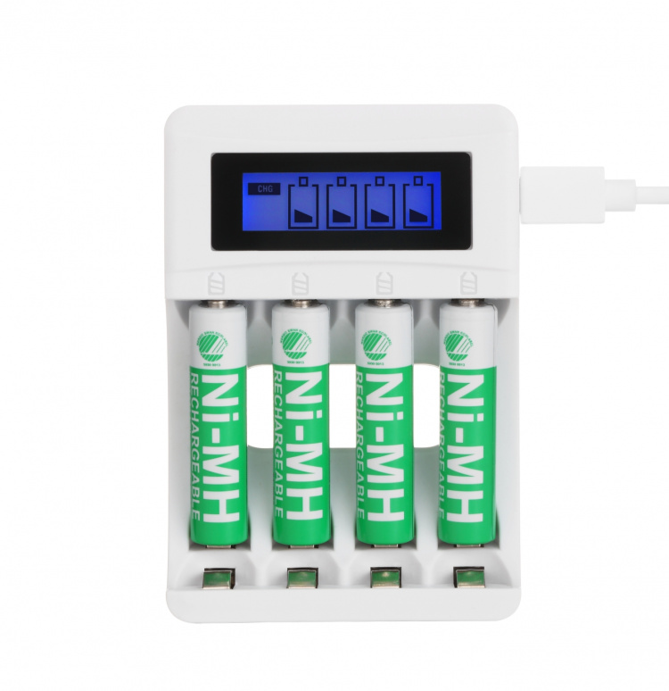 DELTACO Ultimate Ni-Mh USB laddare med 4 x AAA batterier DELTACO Ultimate Ni-Mh USB laddare med 4 x AAA batterier